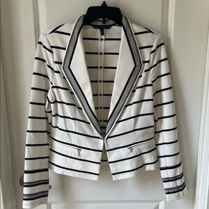 White House Black Market Black and White Striped Blazer